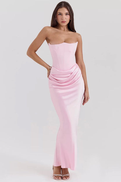 Strapless Satin Evening Gown