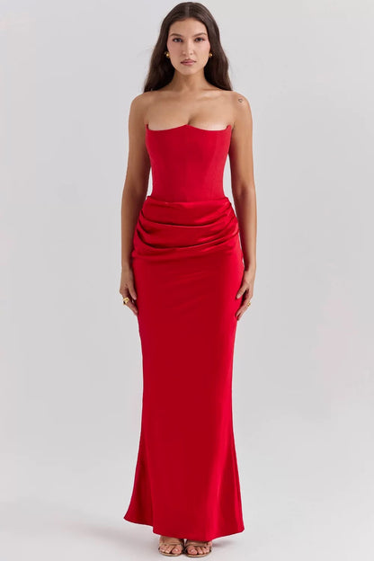 Strapless Satin Evening Gown