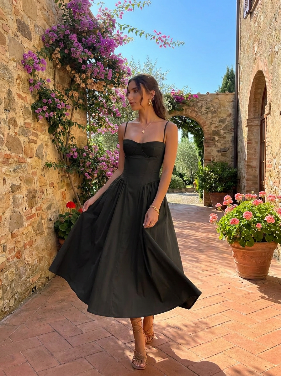 Elaria Corset Midi Dress