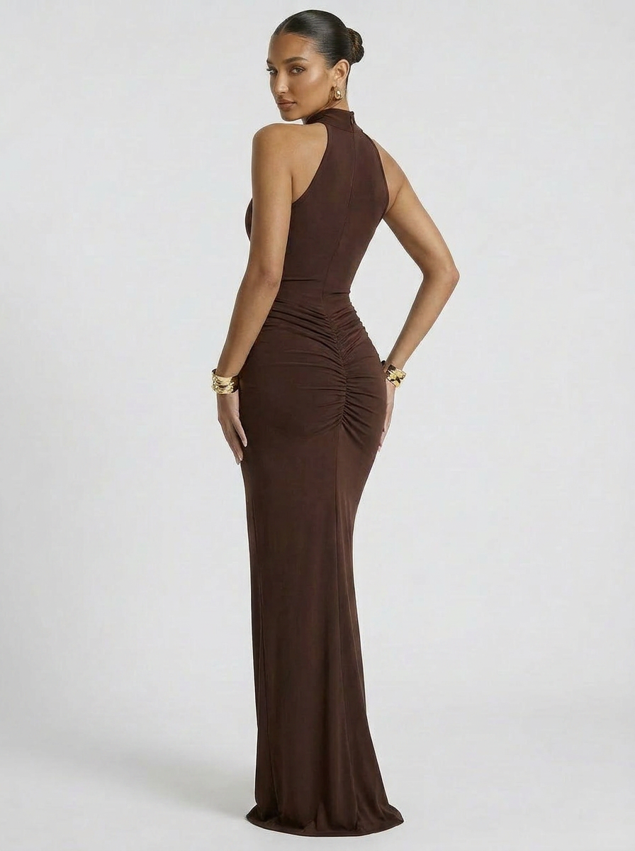 Virelle Halter Slit Maxi Dress