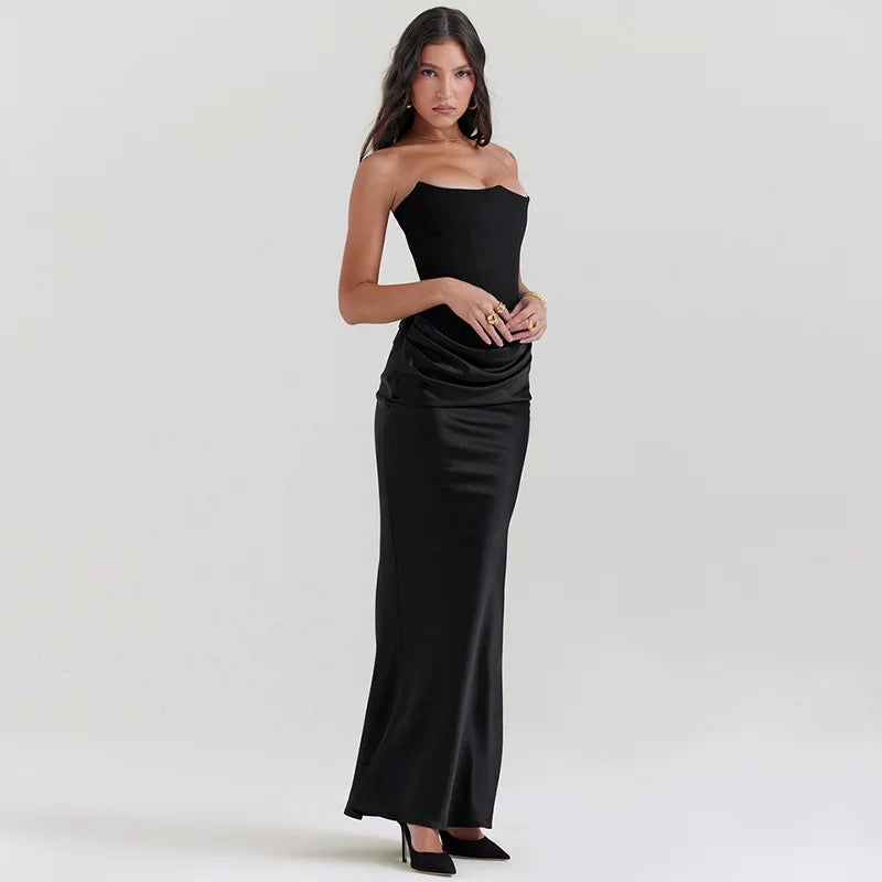 Strapless Satin Evening Gown