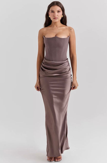 Strapless Satin Evening Gown
