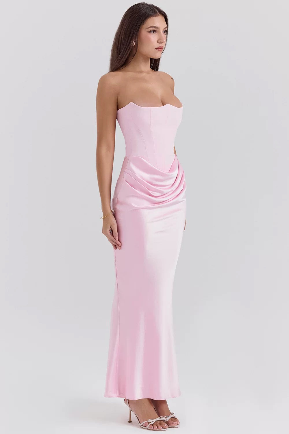 Strapless Satin Evening Gown