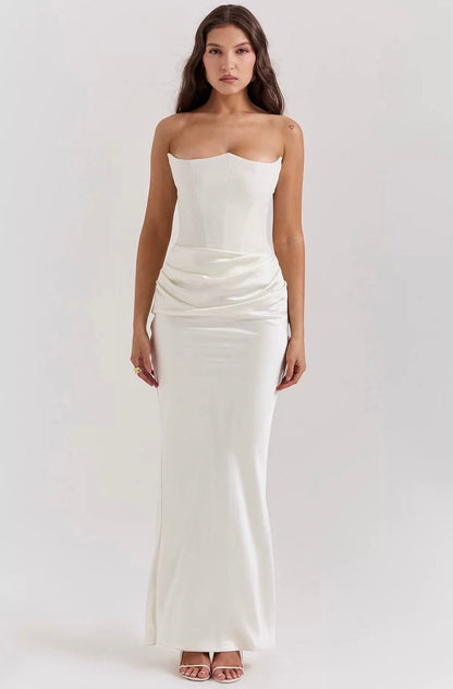 Strapless Satin Evening Gown