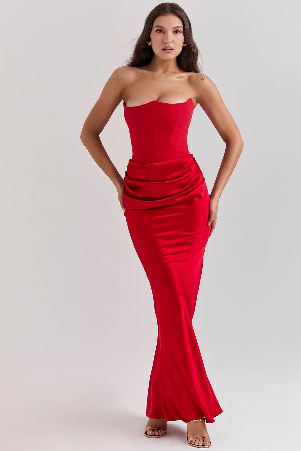 Strapless Satin Evening Gown