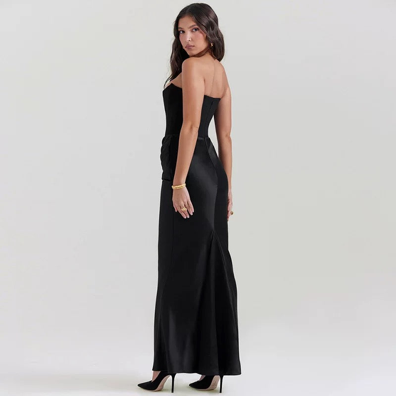 Strapless Satin Evening Gown