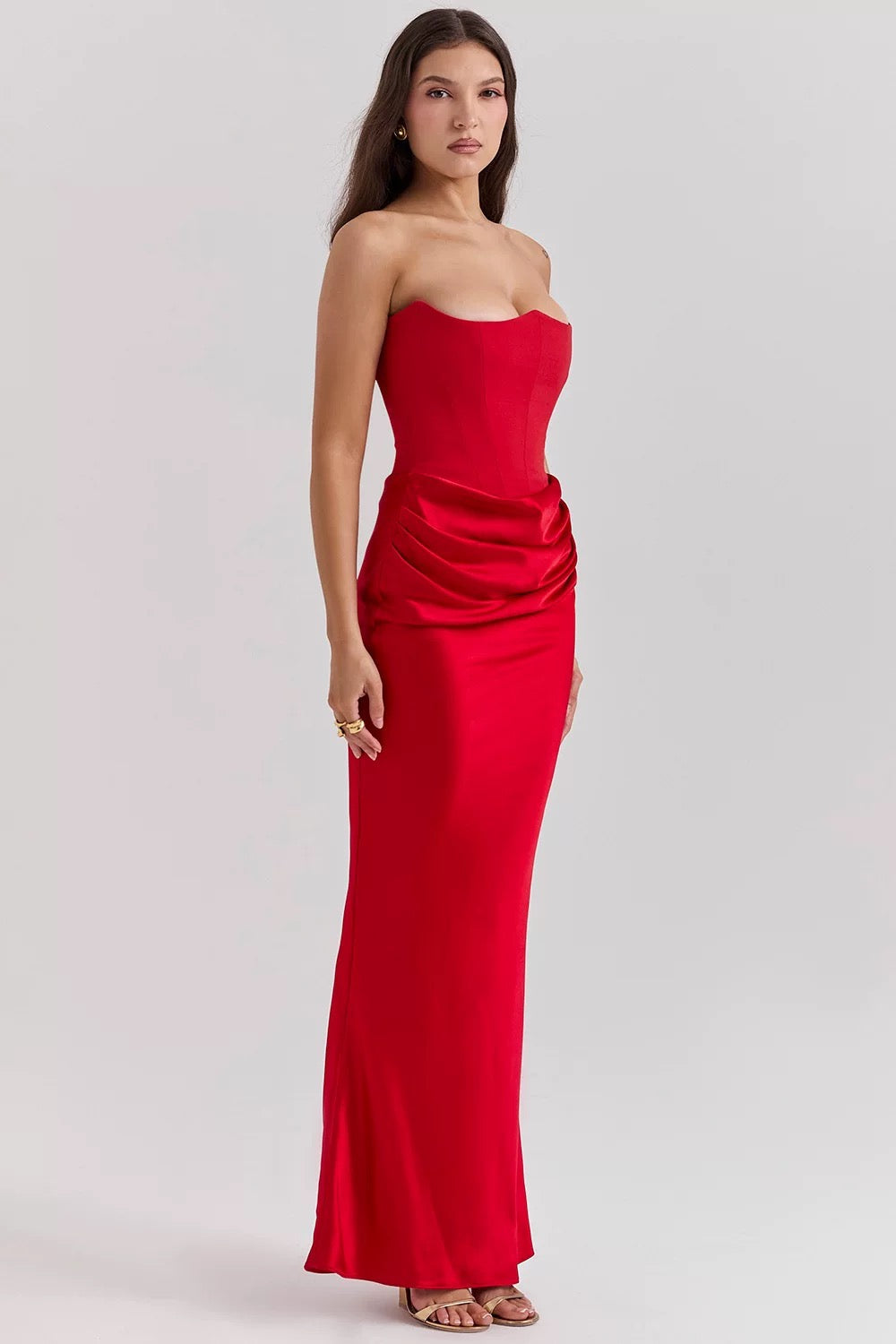 Strapless Satin Evening Gown