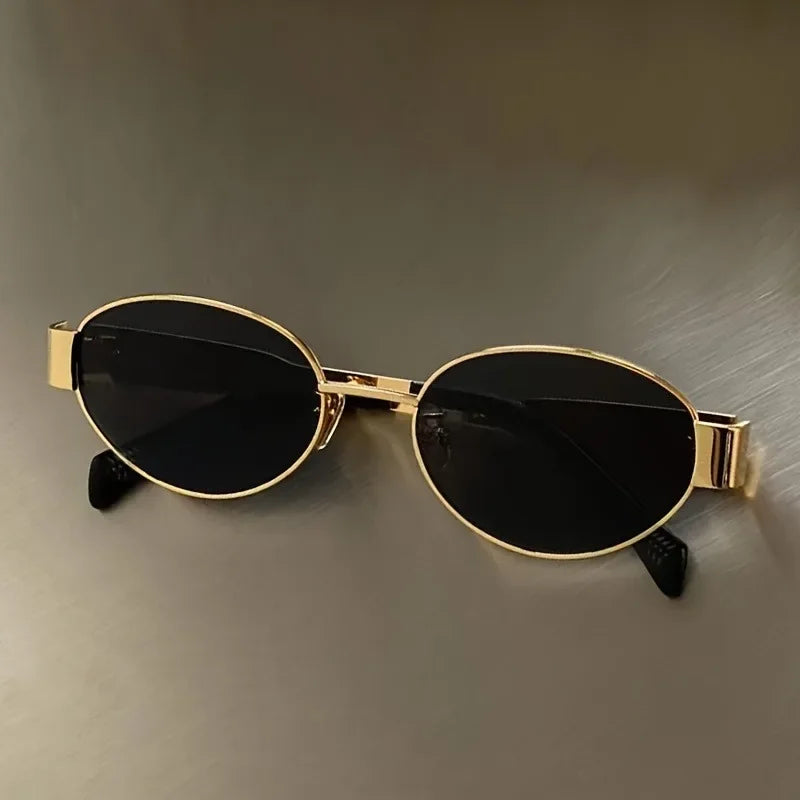 Sleek Oval Gold-Toned Sunglasses