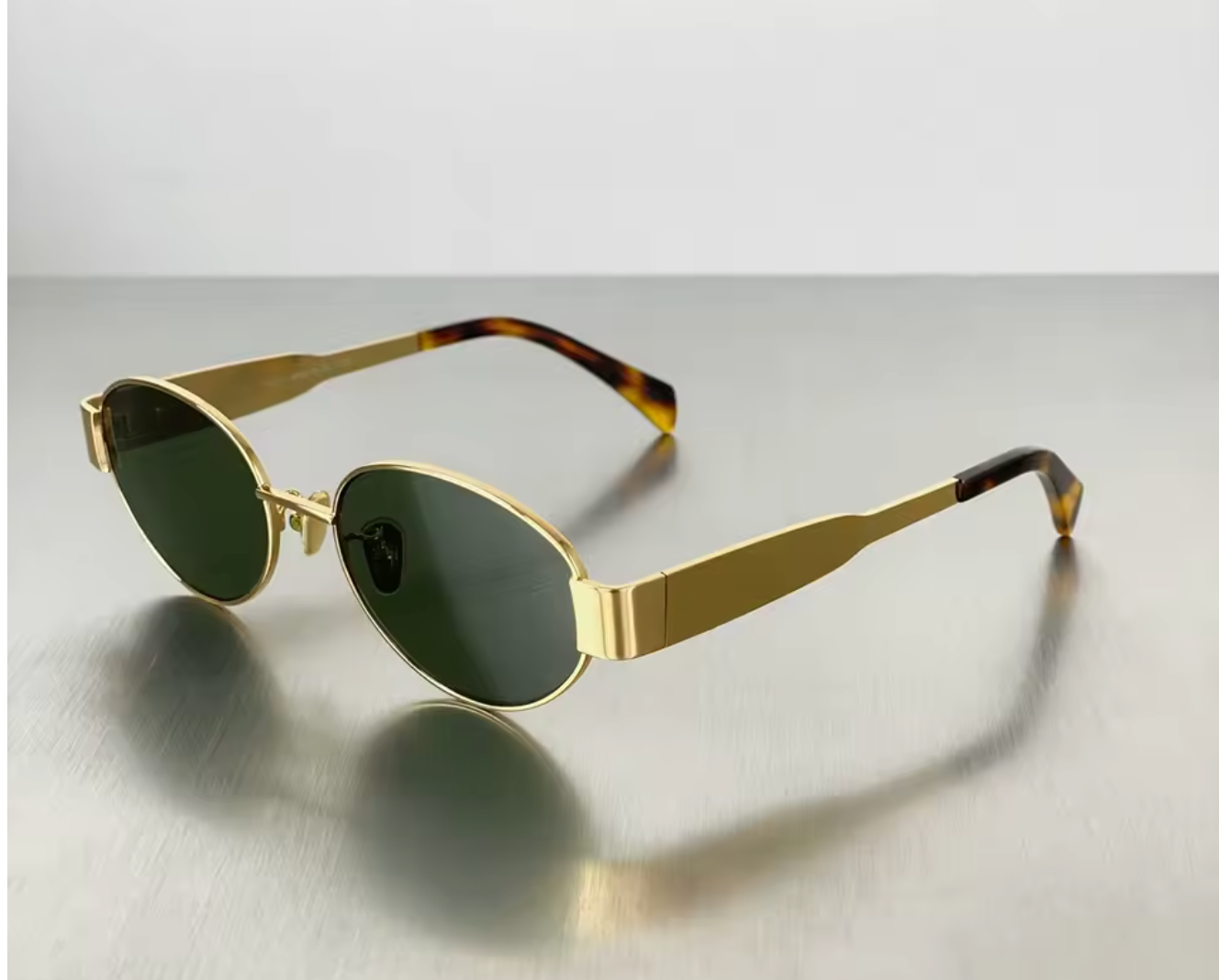 Sleek Oval Gold-Toned Sunglasses