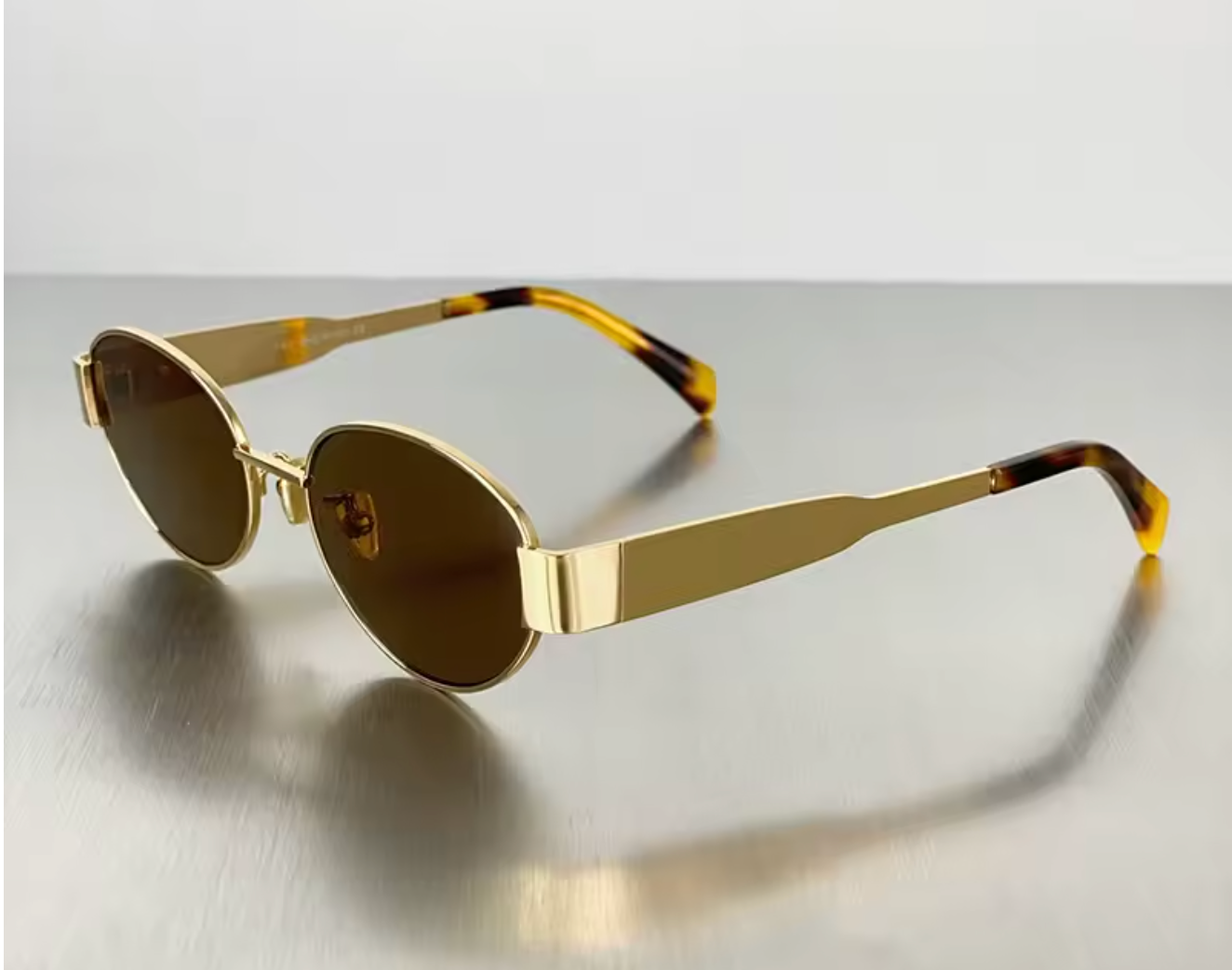 Sleek Oval Gold-Toned Sunglasses