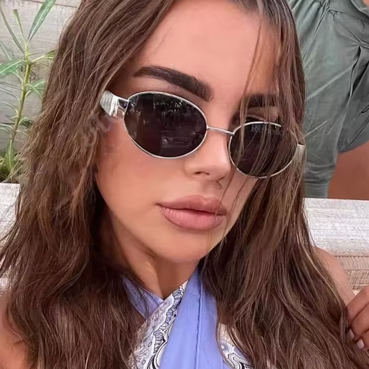 Sleek Oval Gold-Toned Sunglasses