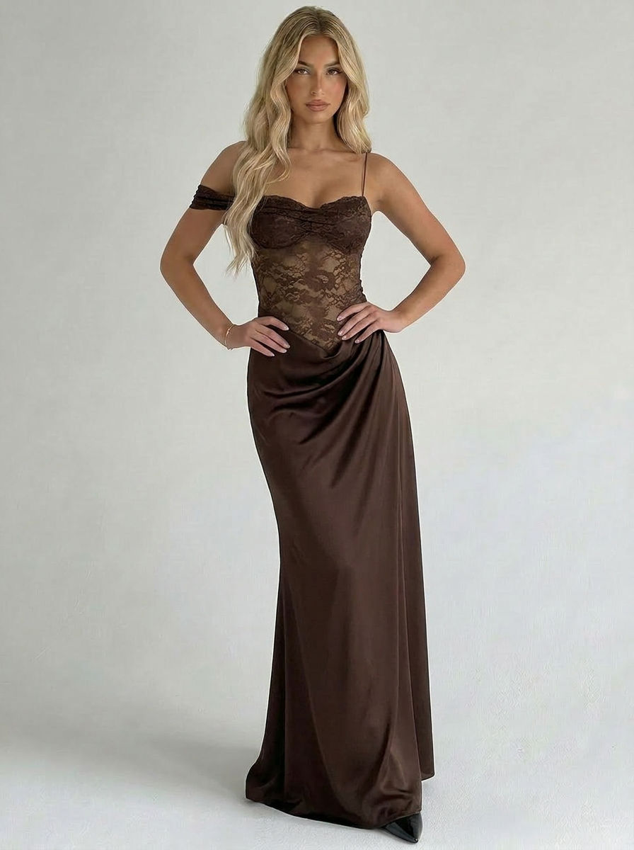 Serelle Lace Satin Maxi Dress