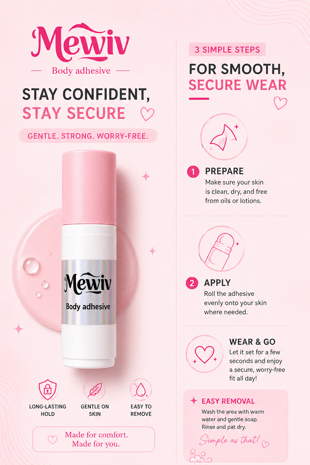 Mewiv body adhesive