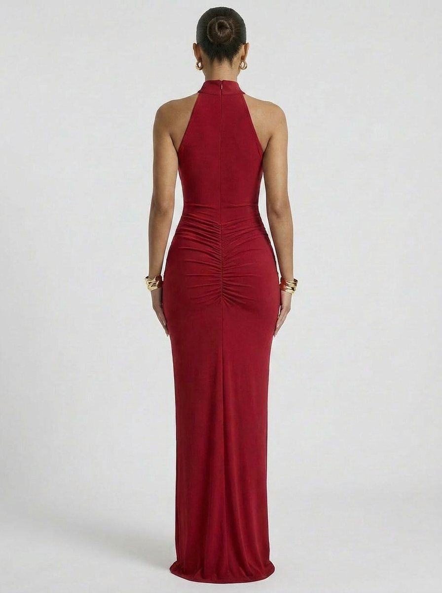 Virelle Halter Slit Maxi Dress