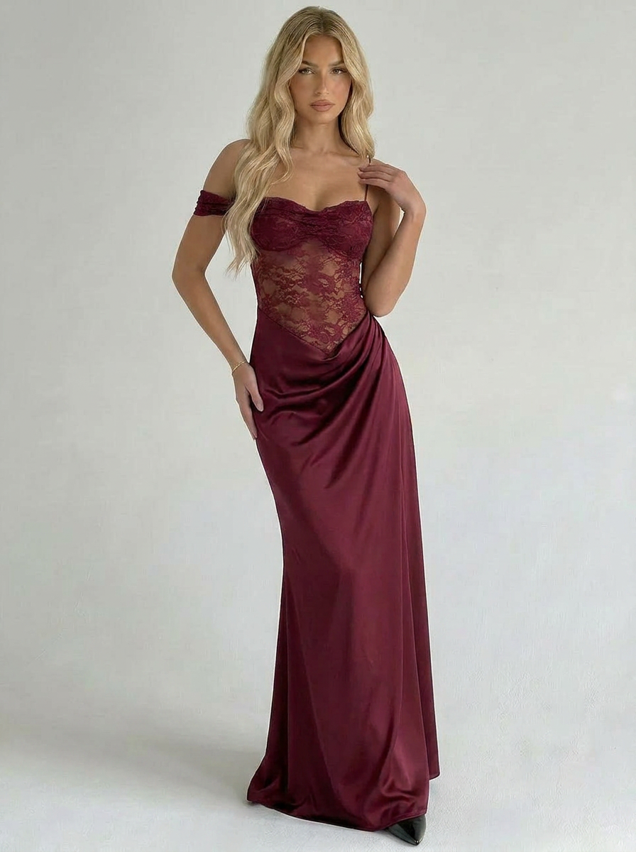 Serelle Lace Satin Maxi Dress