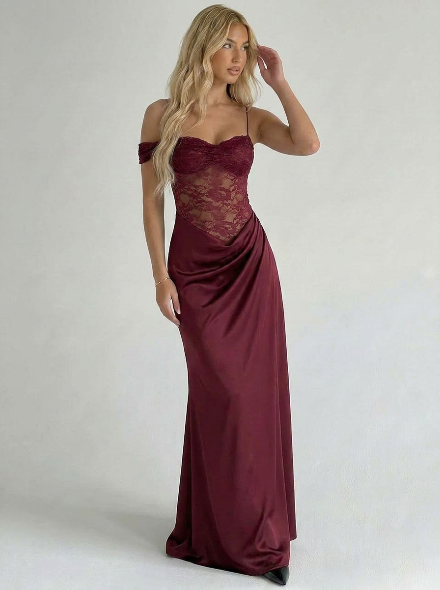 Serelle Lace Satin Maxi Dress