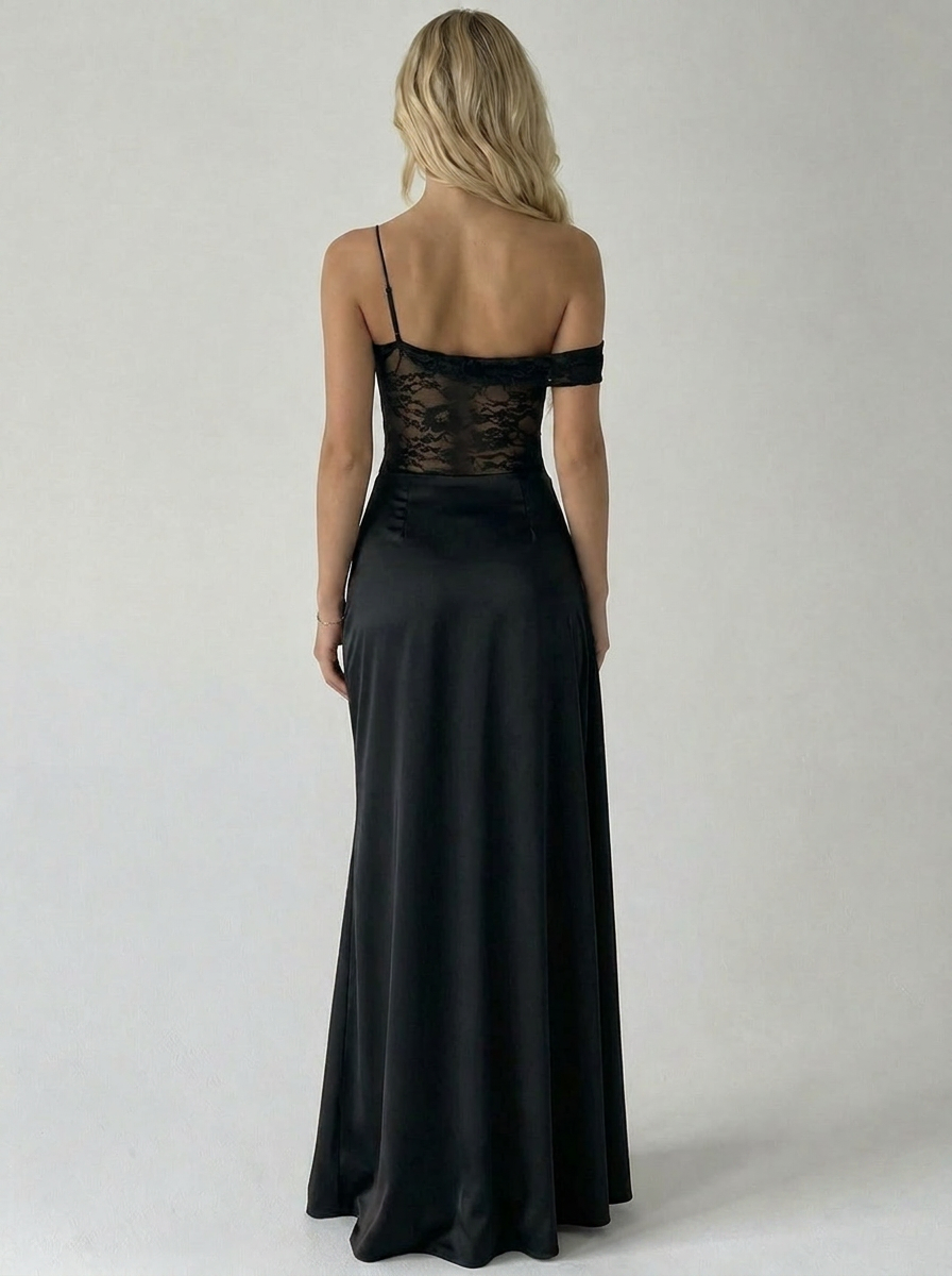 Serelle Lace Satin Maxi Dress
